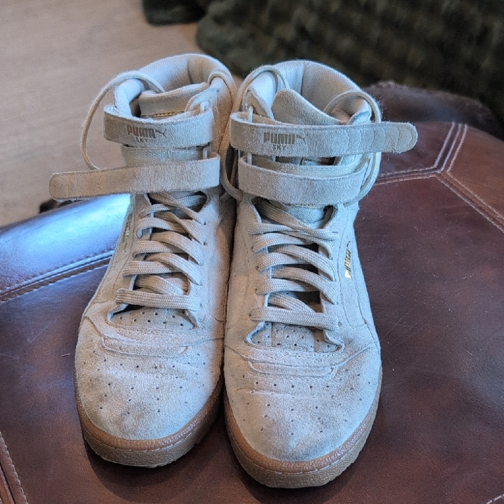 Puma Sky High High-Top Sneakers - Beige Suede 7